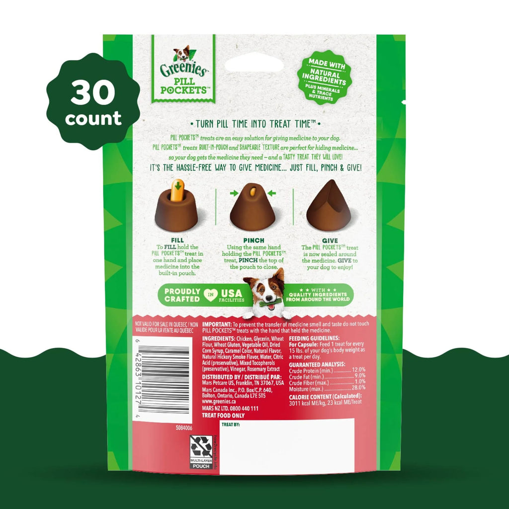 Pill Pockets for Dogs Hickory Smoke Large, Capsule Size Soft Dog Treats, 7.9 Oz (30 Pk)