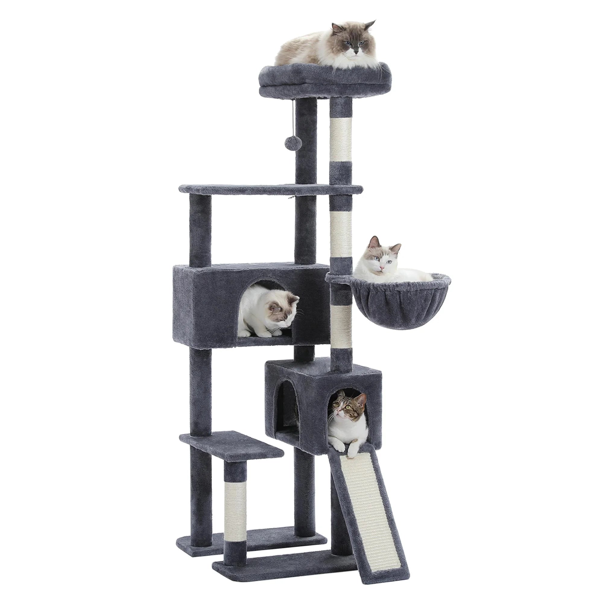 61" Cat Tree Tower for Indoor Cats with Platform and Scratching Posts, Cat Condo Cat Tree House in Pet Supplies, Gray