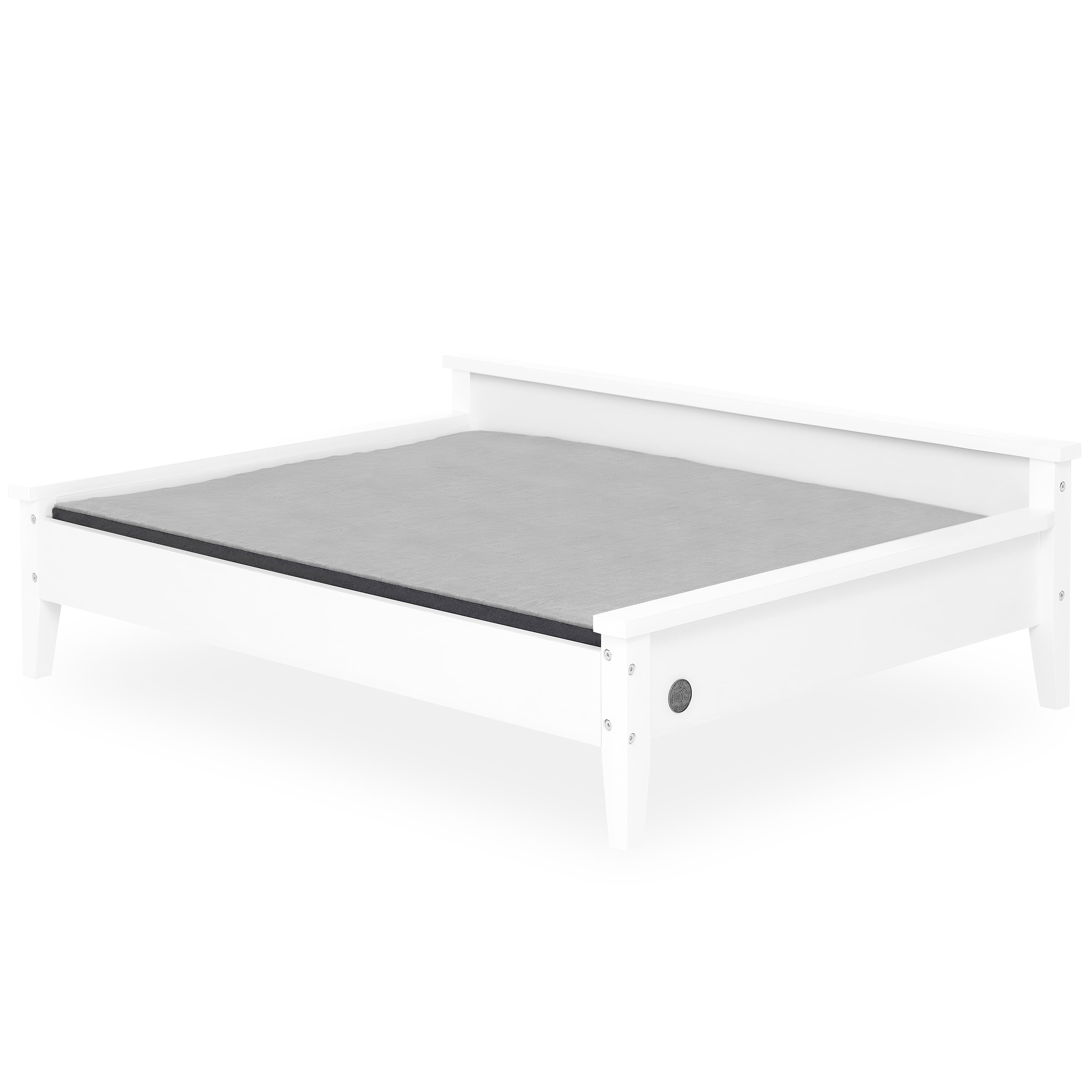 Winston Large Elevated Wooden Pet Bed with Mattress, White